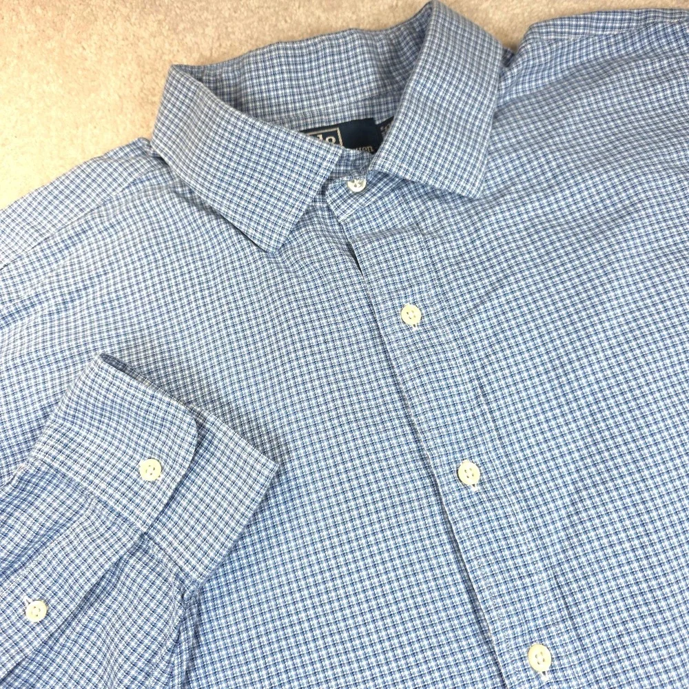 Polo Ralph Lauren Button-Up Shirt Men 3XLT Blue Regent Classic Fit Check Cotton